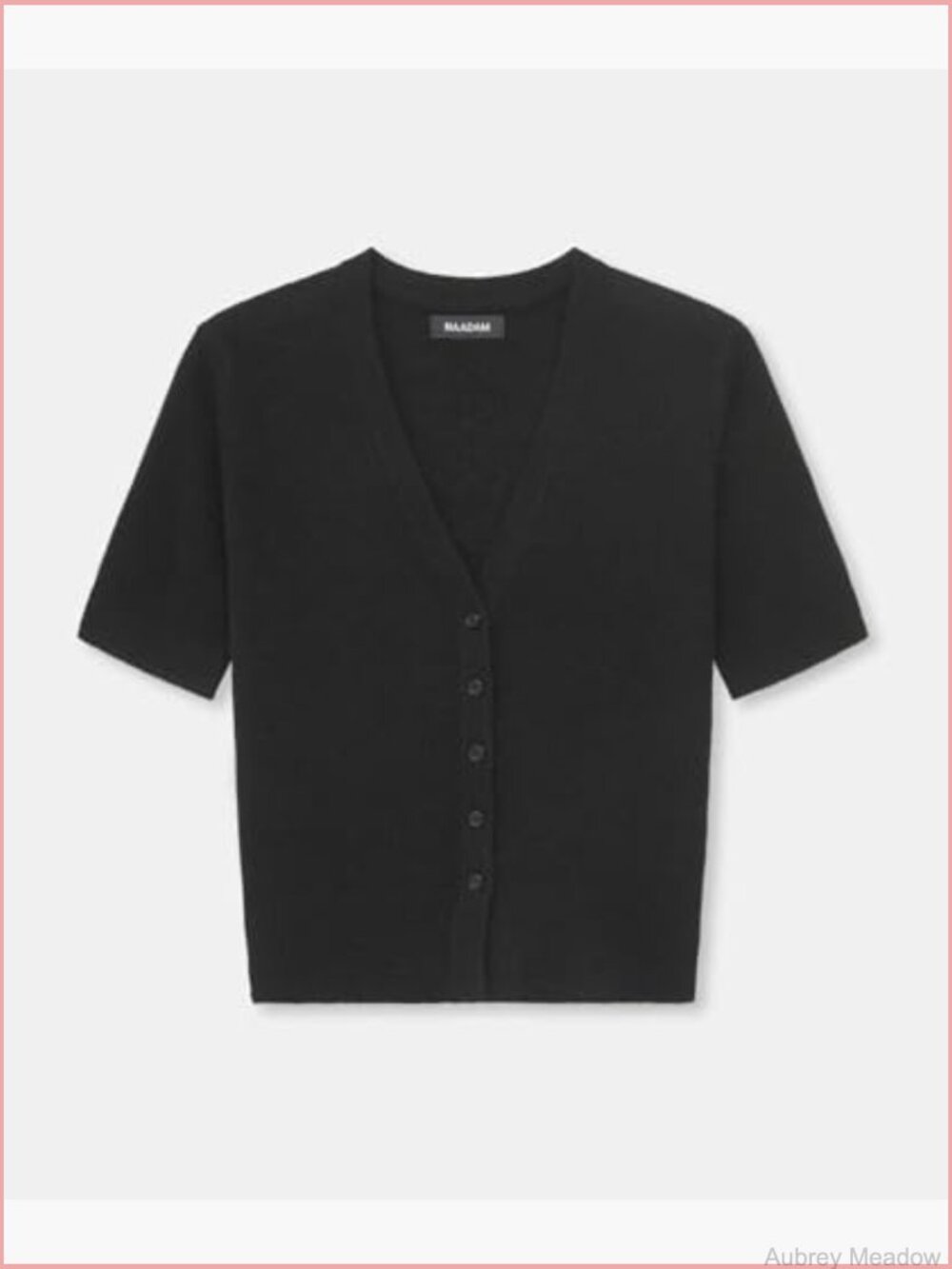 Lightweight Cashmere Short Sleeve Cardigan V-Neck Button Front Ribbed Knit - Picture 4 of 4